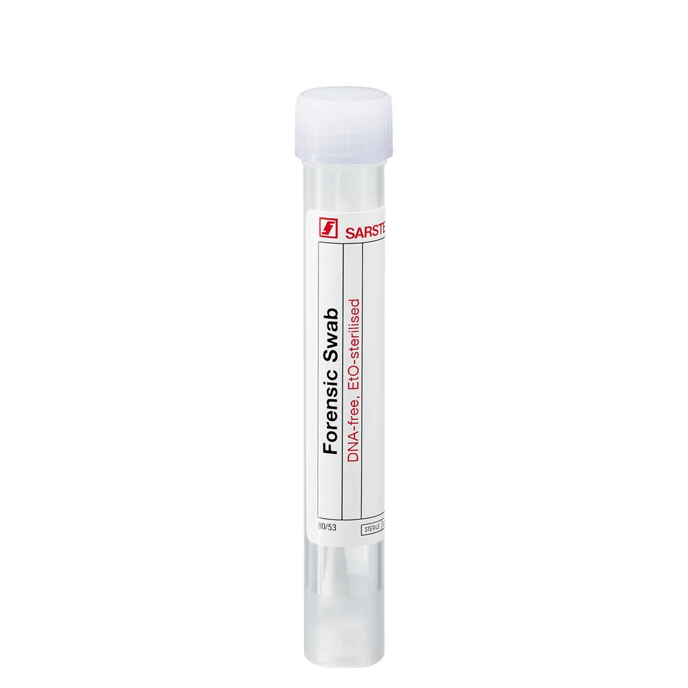 Forensic swab, round, in the tube with ventilation membrane, ISO 18385, 93 mm, viscose