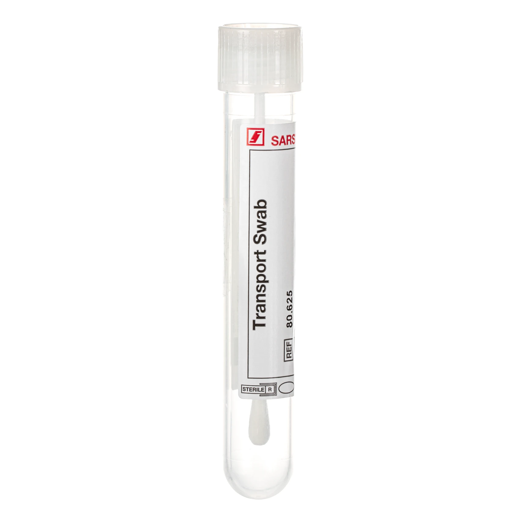SARSTEDT manufacturer product photograph of SARSTEDT Swab, No Medium, PS Stem, in Tube (80.625)