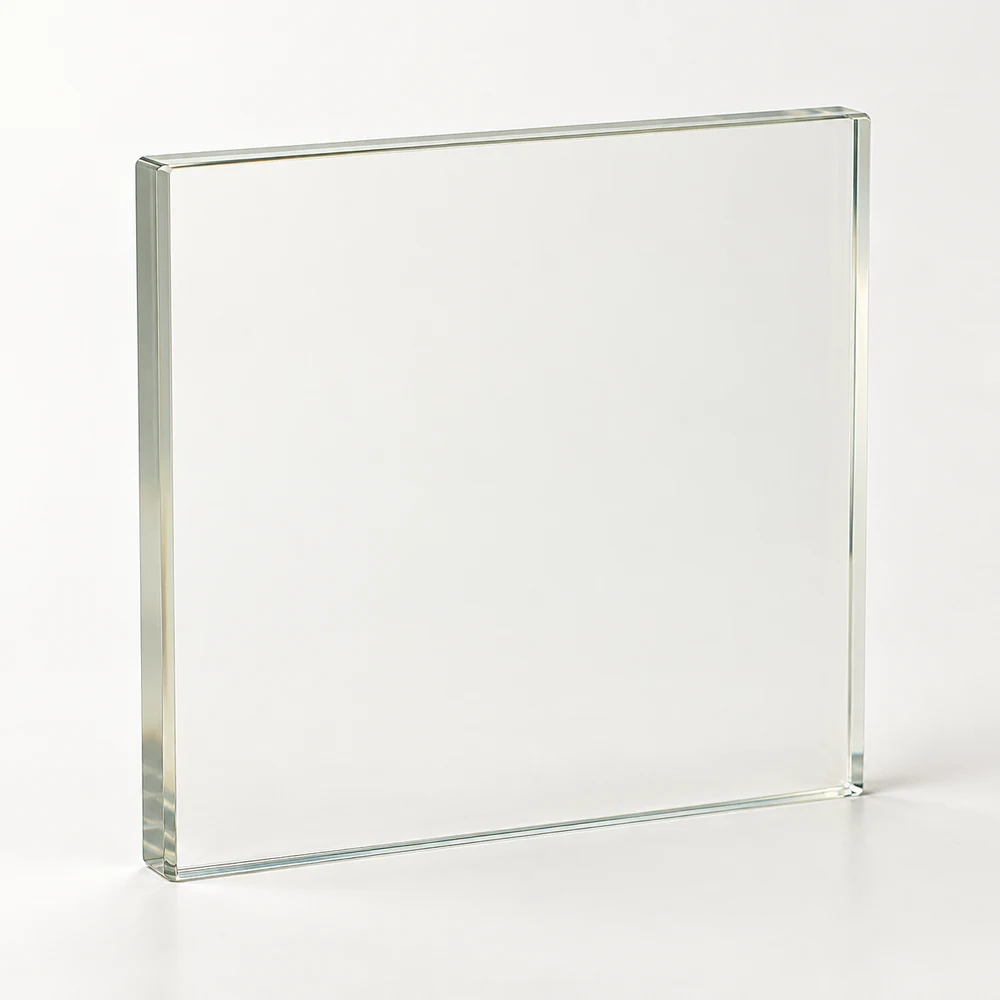 Clear radiation-shielding glass panel with polished edges