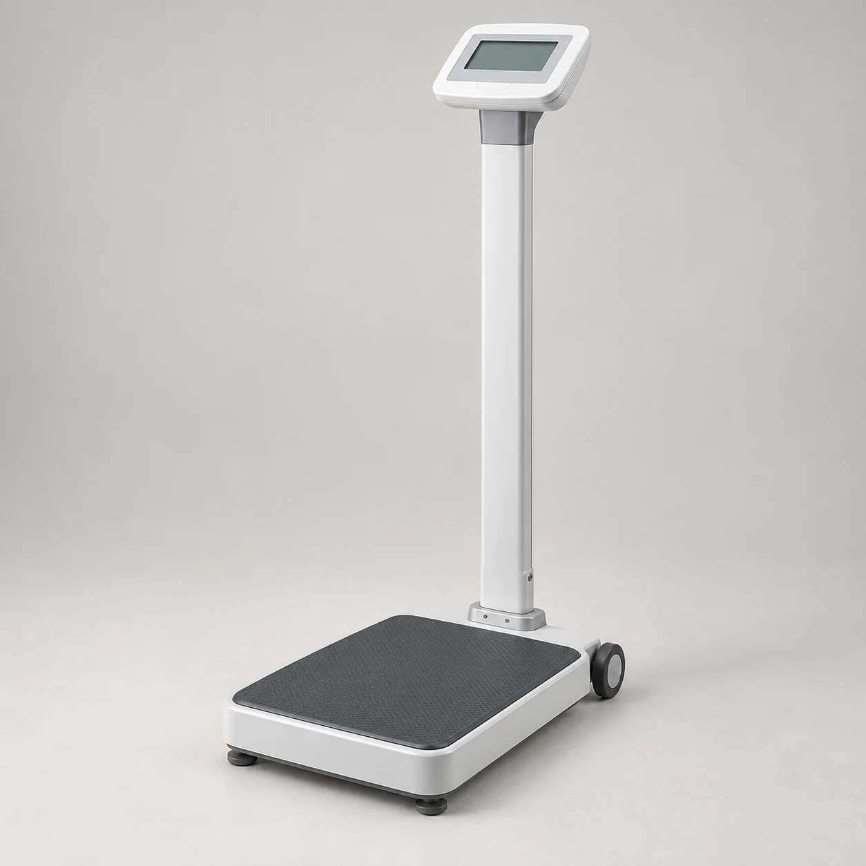 Digital medical column scale with non-slip platform, display column and transport wheels