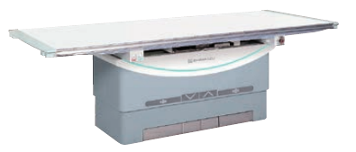 Shimadzu BK-200 Bucky radiography table, individual model-labelled figure from the official brochure