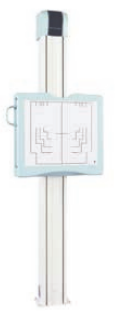 Shimadzu BR-120M radiography Bucky wall stand, individual model-labelled official brochure figure