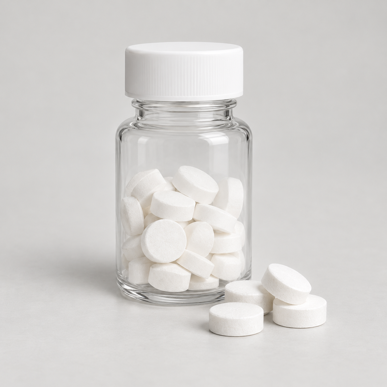 Laboratory reagent bottle with phosphate buffer preparation tablets