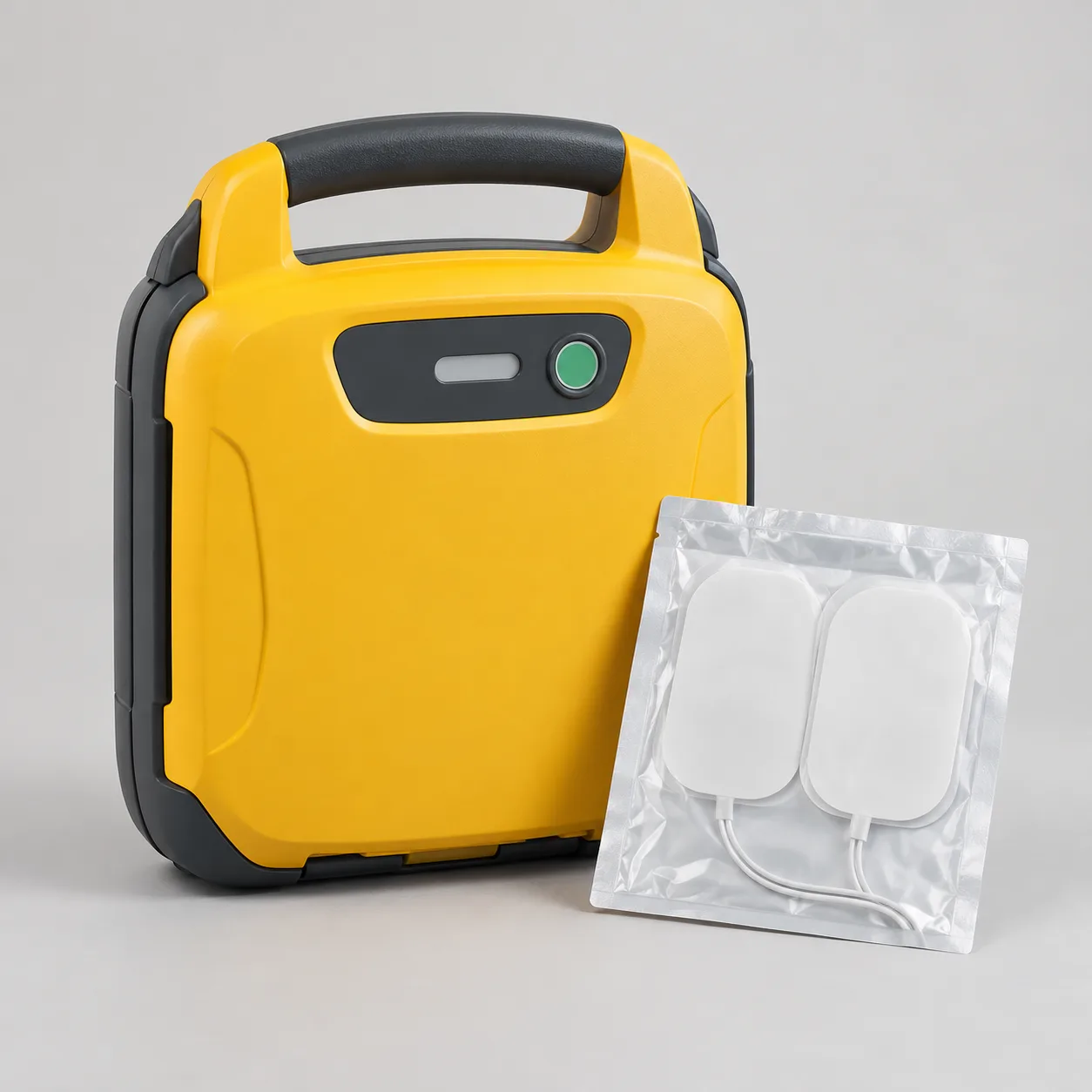 Portable automated external defibrillator with electrode pads