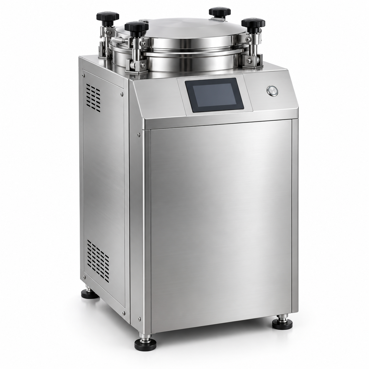 Vertical floor-standing laboratory steam autoclave