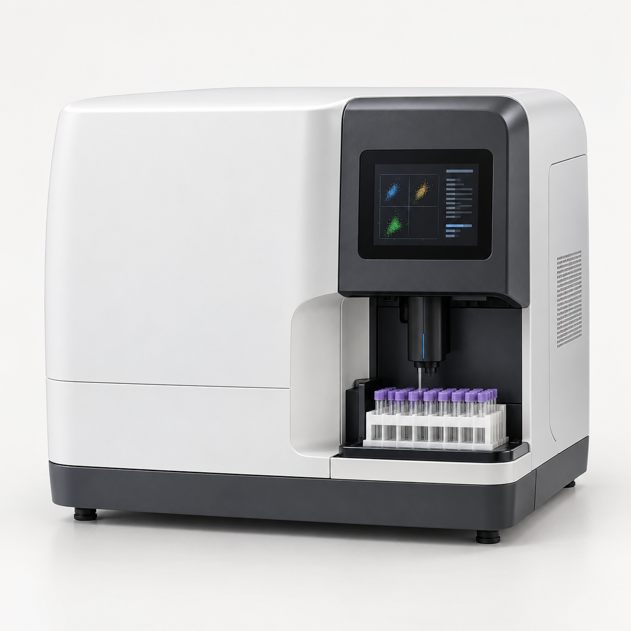 Compact benchtop flow cytometer with sample tube rack