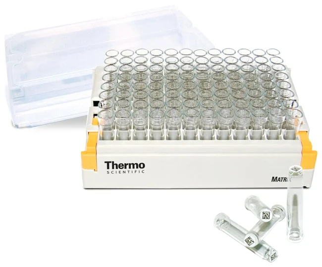 Matrix™ 2D Barcoded Glass Storage Tubes, Matrix 1.0 mL, 2D barcoded, glass, 5 Latch Racks of 96 tubes/case