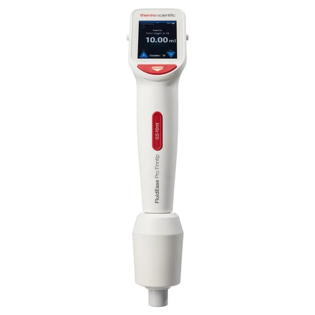 FluidEase™ Pro Finnpipette™ Electronic Single-Channel Pipette, 0.5 to 10 mL, Red