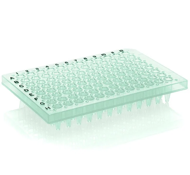 PCR Plate, 96-well, semi-skirted, flat deck, black lettering, green