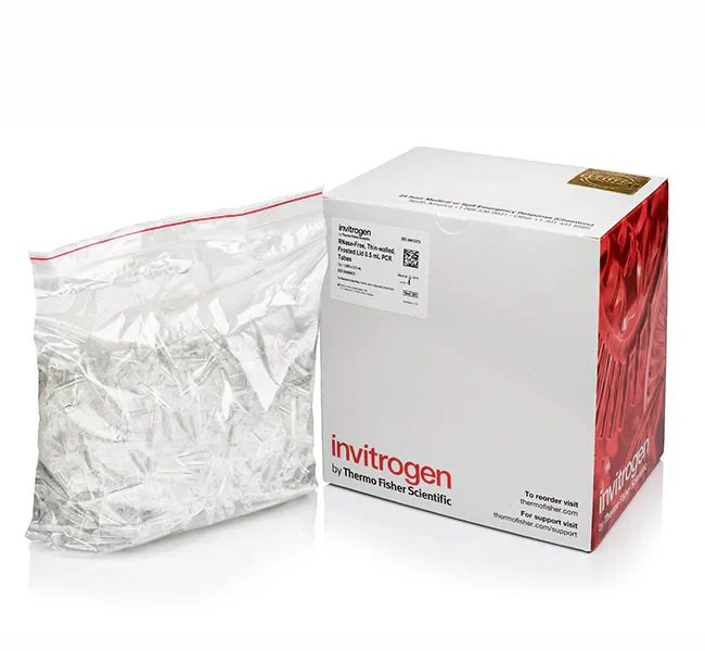 Thermo Fisher catalogue image for Thin-walled, frosted lid, RNase-free PCR tubes (0.5 mL) (AM12275)