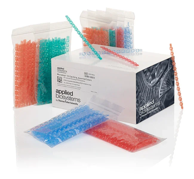 Thermo Fisher catalogue image for MicroAmp™ 12-Cap Strip, assorted colors (N8010834)