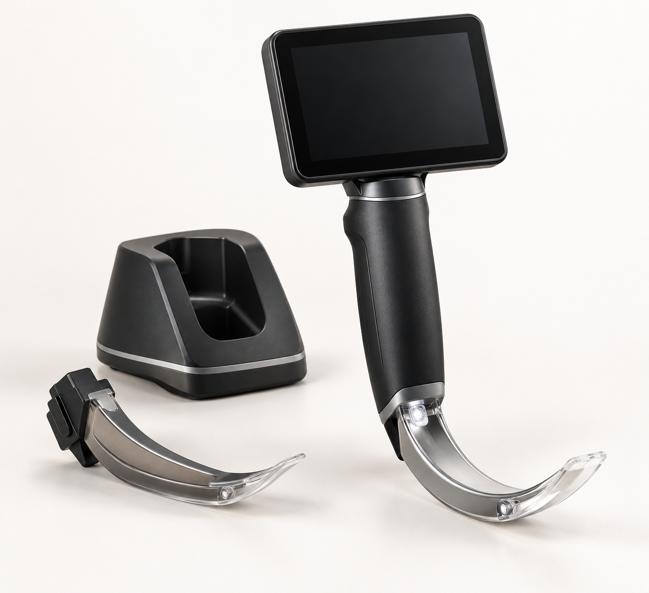 Unbranded handheld video laryngoscope monitor with a detachable blade