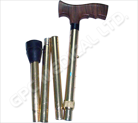 GPC Medical WS554 foldable walking stick, shown in folded sections