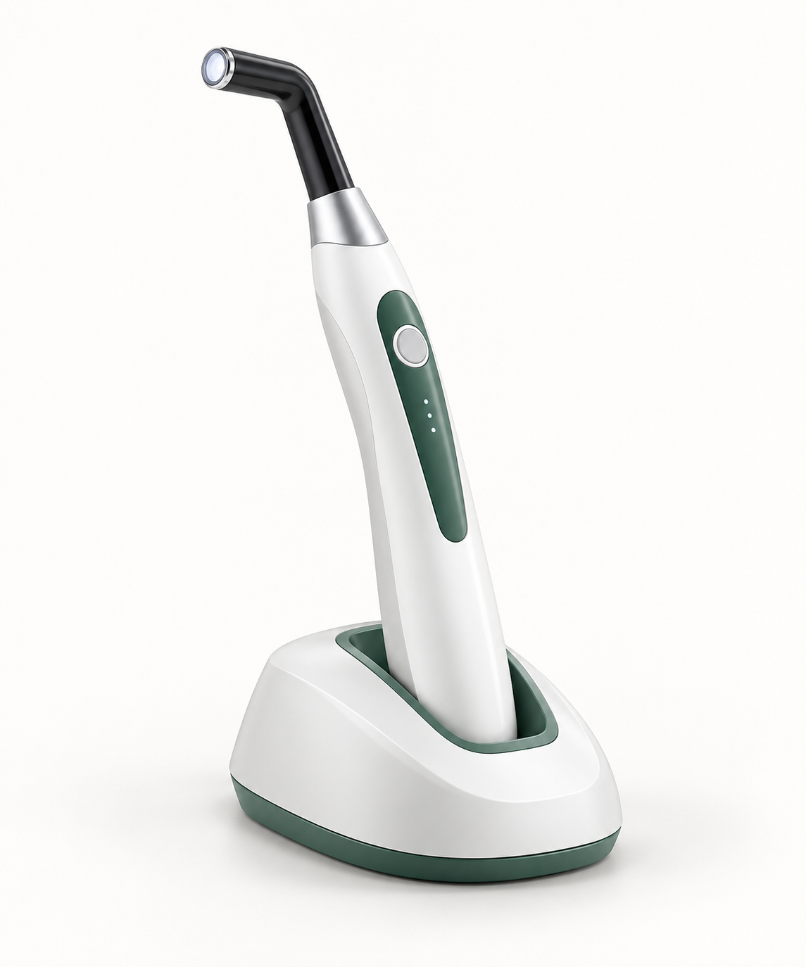 Cordless dental LED curing light with charging base