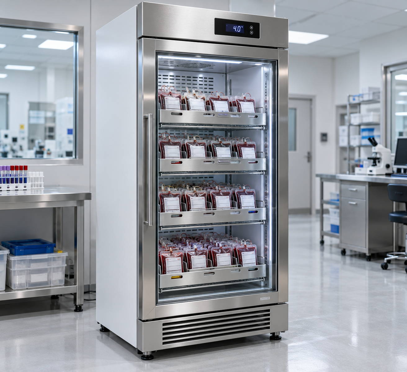 Medical blood bank refrigerator