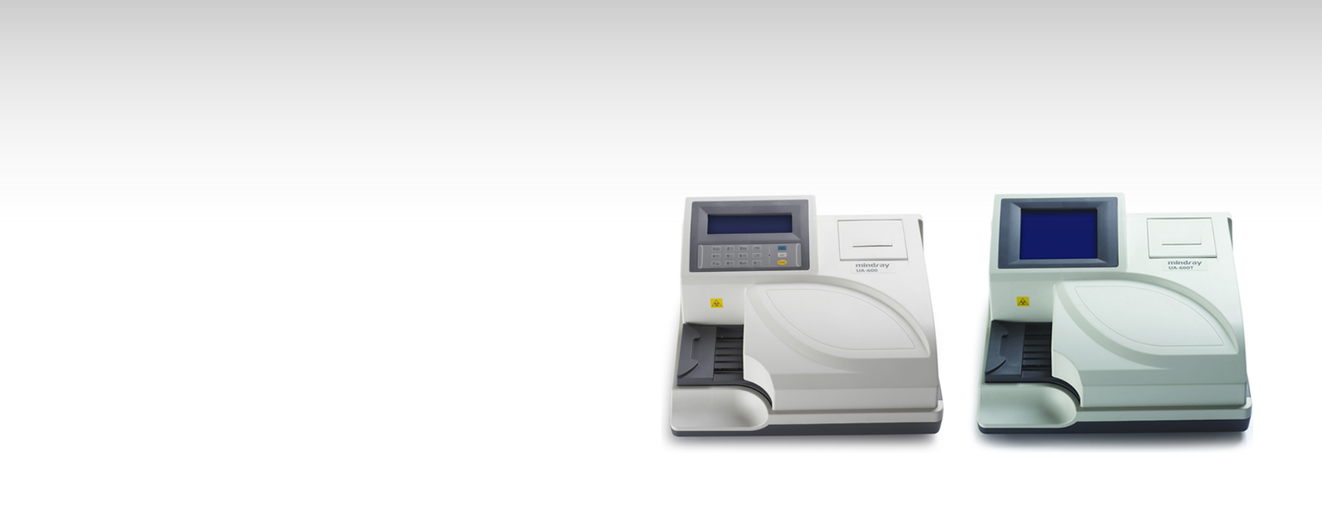 Mindray UA-600 and UA-600T urine analysers shown together in the genuine unmodified manufacturer image