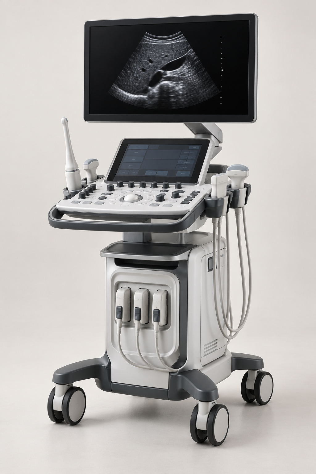 General diagnostic ultrasound scanner on a mobile cart