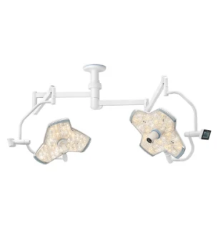 Mindray HyLED X reference two-head lighting arrangement; actual head models, mounting, controls and accessories to specify