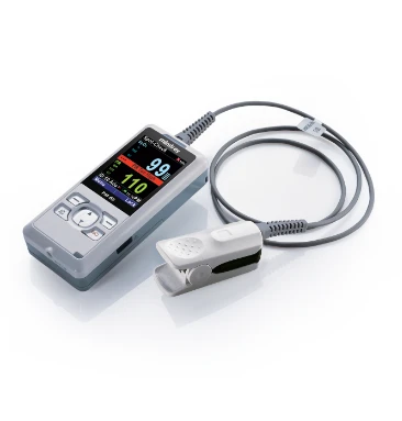 Mindray PM-60 handheld pulse oximeter with reference cable and sensor; supplied accessories to specify